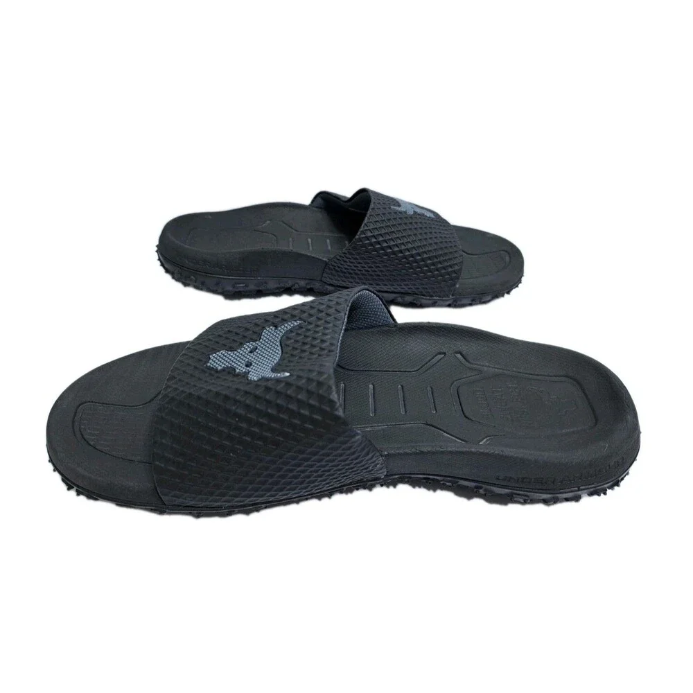 Under Armour Project Rock Slides Men Size 7 Black Michelin Wild Gripper Charged